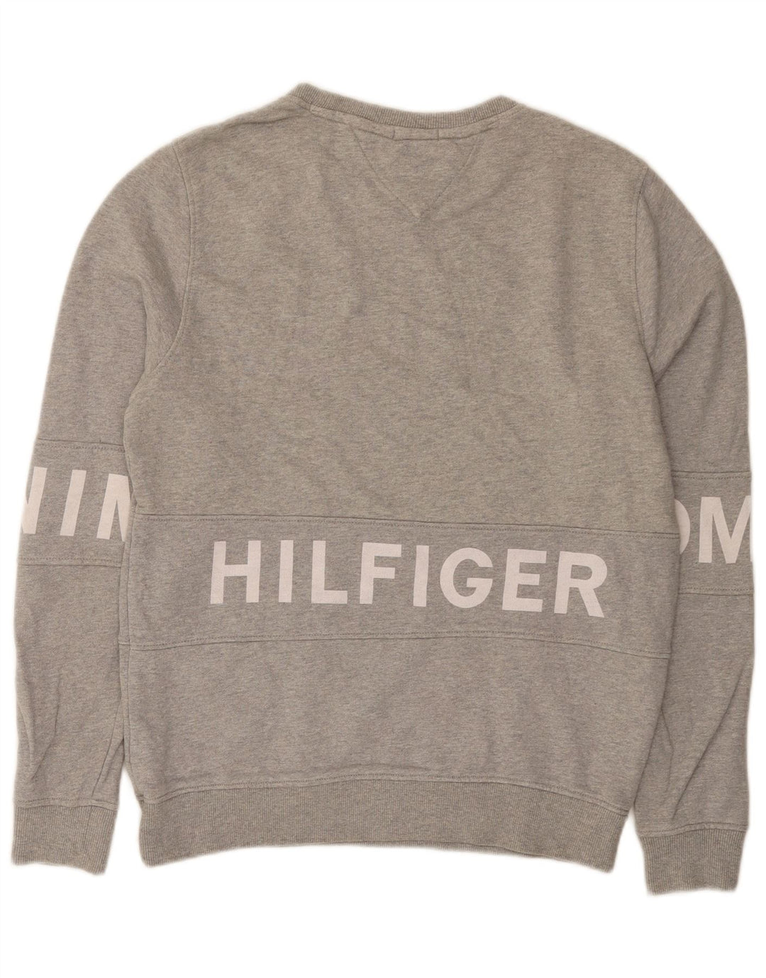Tommy Hilfiger moletom gráfico masculino jumper médio algodão cinza