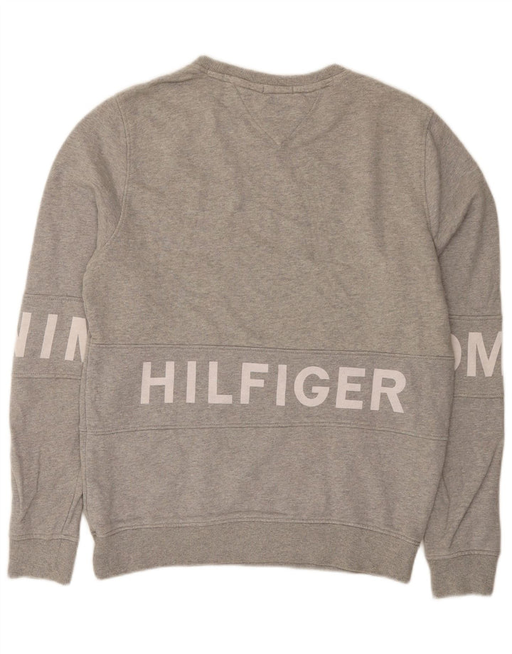 Tommy Hilfiger moletom gráfico masculino jumper médio algodão cinza