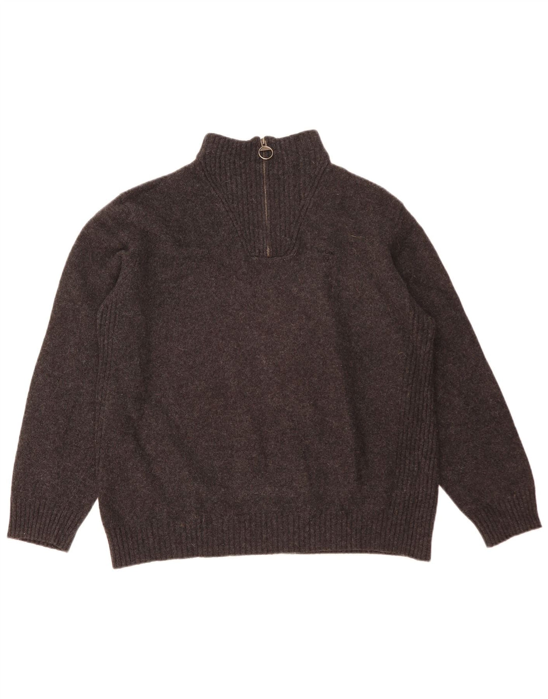 Suéter feminino Barbour com zíper e pescoço UK 20 2XL lã cinza