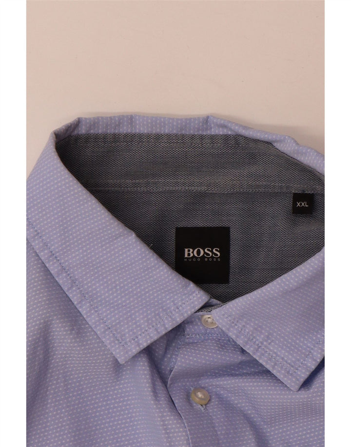 Camisa masculina Hugo Boss 2XL algodão manchado azul