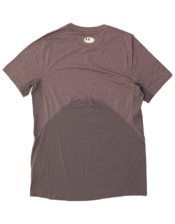Camiseta masculina Under Armour Heat Gear Top cinza médio manchado de poliéster