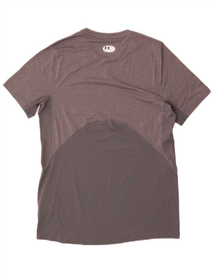 Camiseta masculina Under Armour Heat Gear Top cinza médio manchado de poliéster