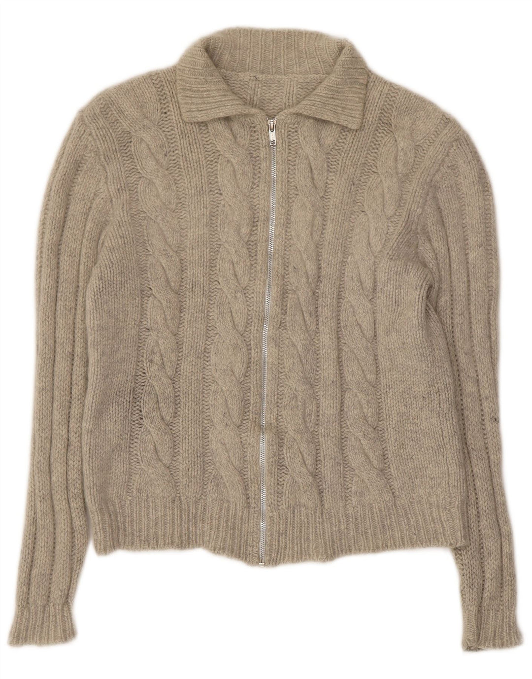 Suéter Cardigan Feminino Vintage UK 10 Pequeno Cinza