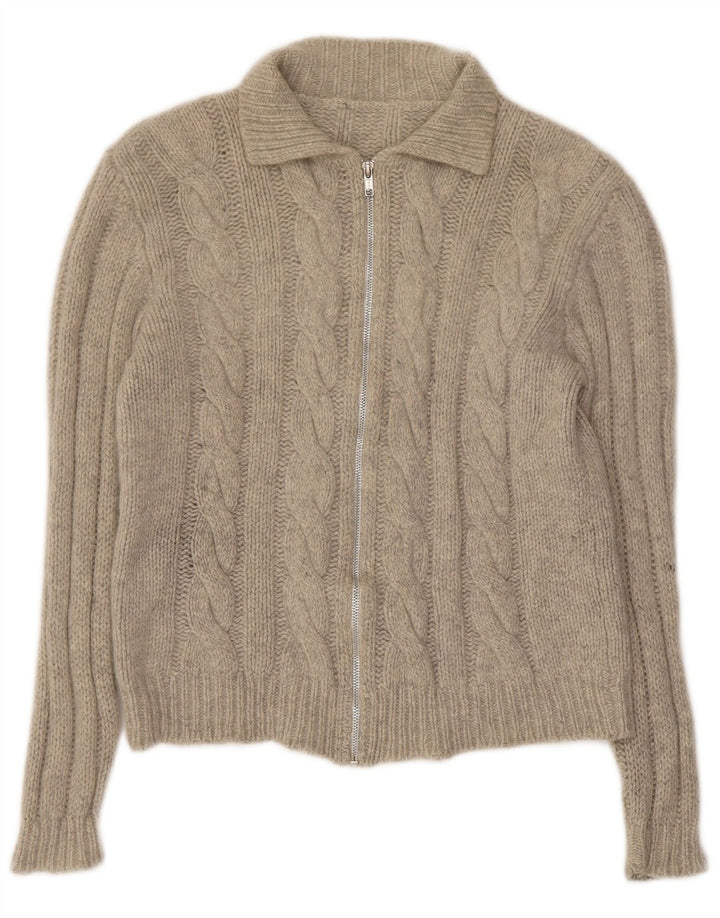 Suéter Cardigan Feminino Vintage UK 10 Pequeno Cinza