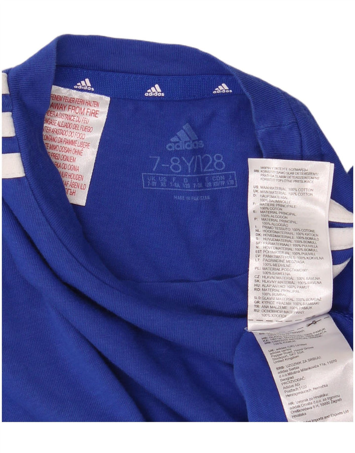 Camiseta Adidas Meninos Top 7-8 Anos Azul Algodão