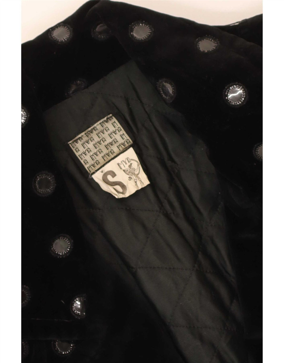 Jaqueta bomber de veludo vintage feminina de grandes dimensões Reino Unido 10 pequenas bolinhas pretas