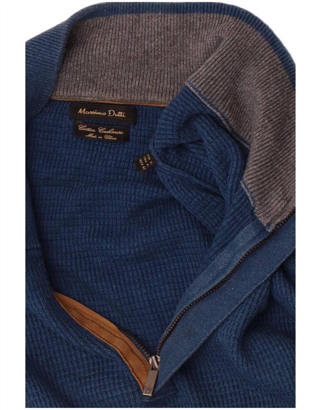 Suéter masculino Massimo Dutti com zíper e gola XL azul