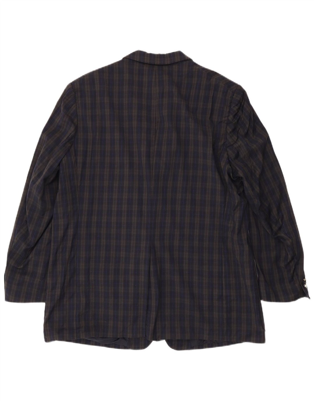 Jaqueta blazer masculina Burberrys com 2 botões Reino Unido 46 3XL azul marinho xadrez lã virgem