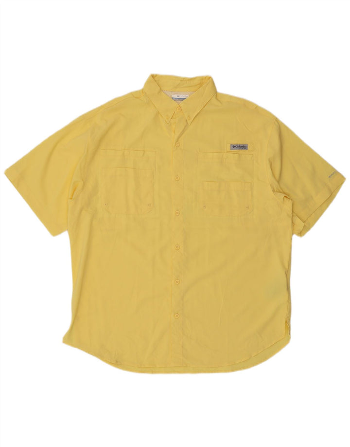 Camisa masculina Columbia Omni-Shade de manga curta grande poliéster amarelo