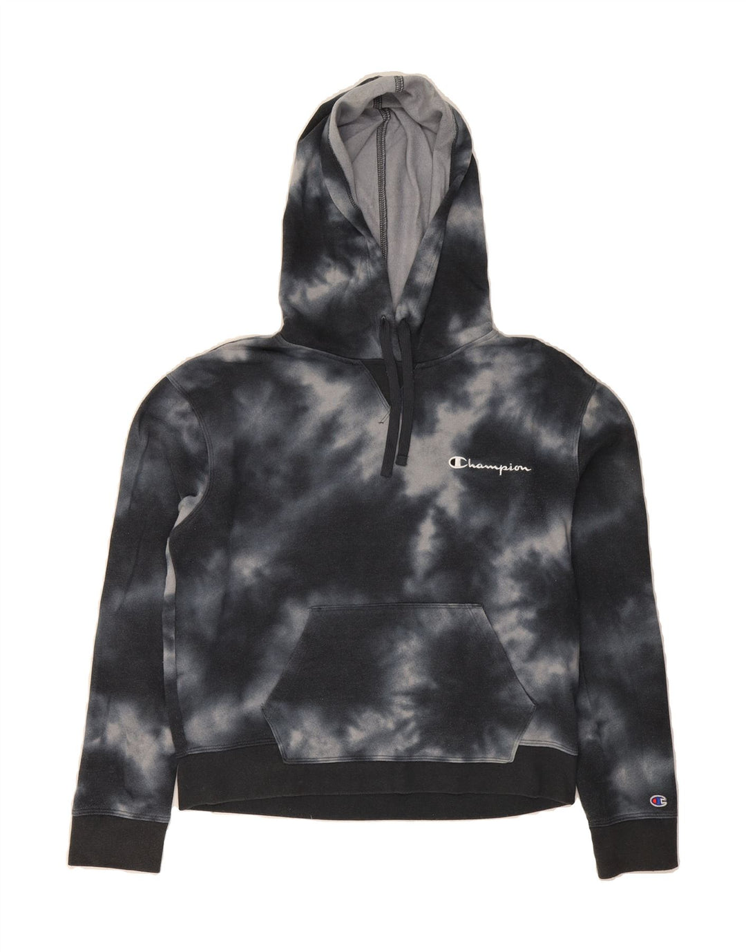 CHAMPION Womens Hoodie Jumper UK 14 Medium Grey Tie Dye Cotton Vintage Champion and Second-Hand Champion from Messina Hembry 