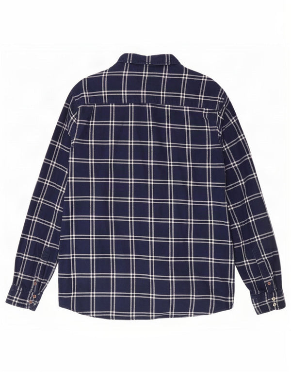 Tommy Hilfiger Camisa masculina de flanela vintage fit grande algodão xadrez azul marinho