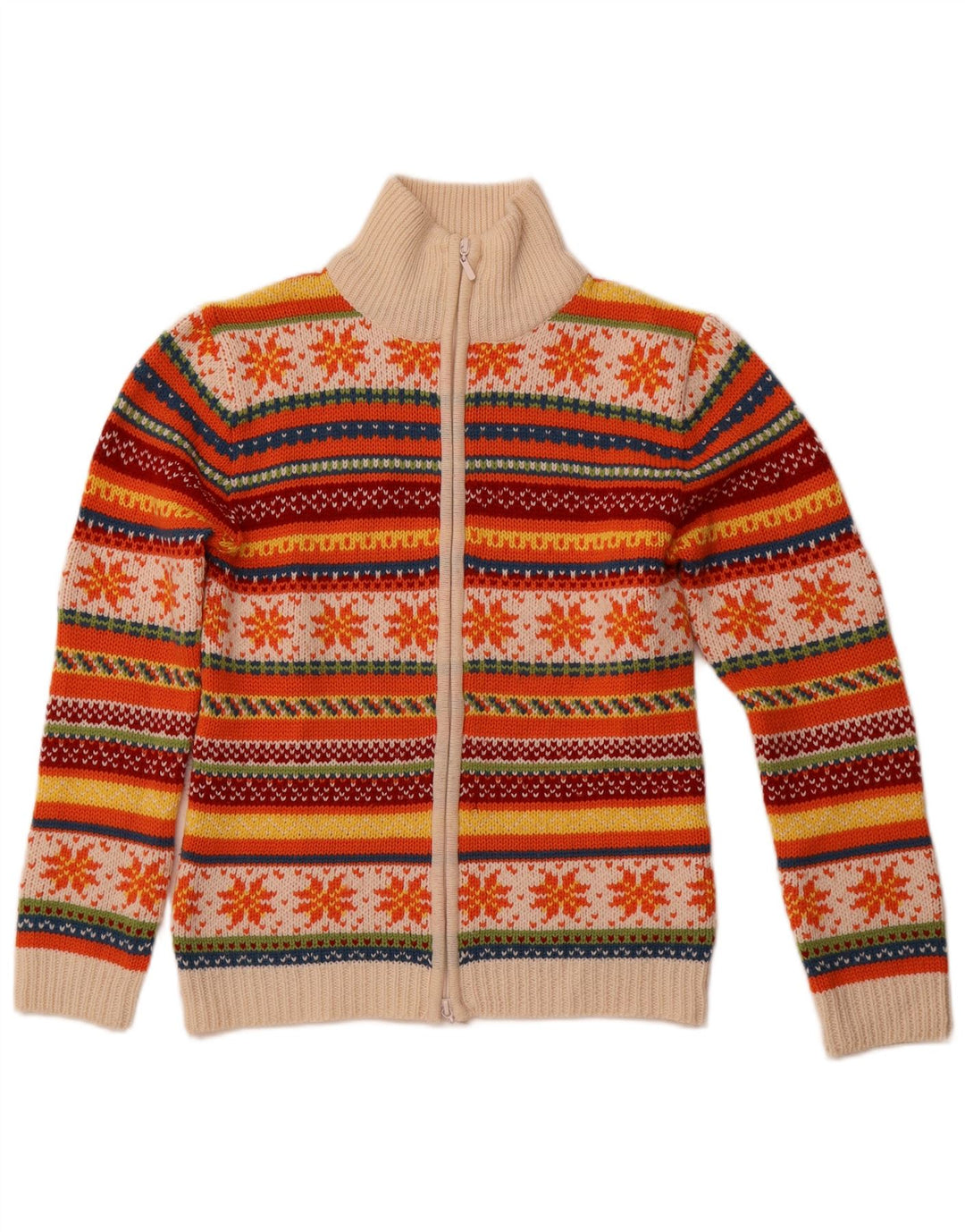Suéter cardigã feminino TCM Reino Unido 10/12 médio multicolorido Fair Isle Wool