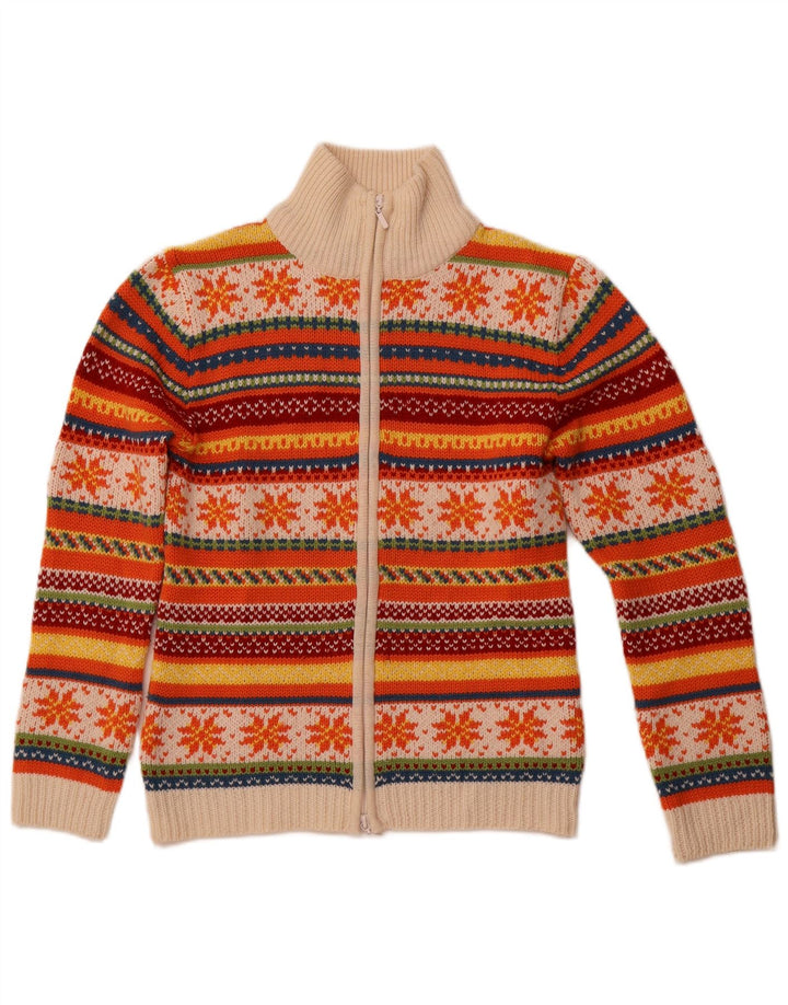 Suéter cardigã feminino TCM Reino Unido 10/12 médio multicolorido Fair Isle Wool