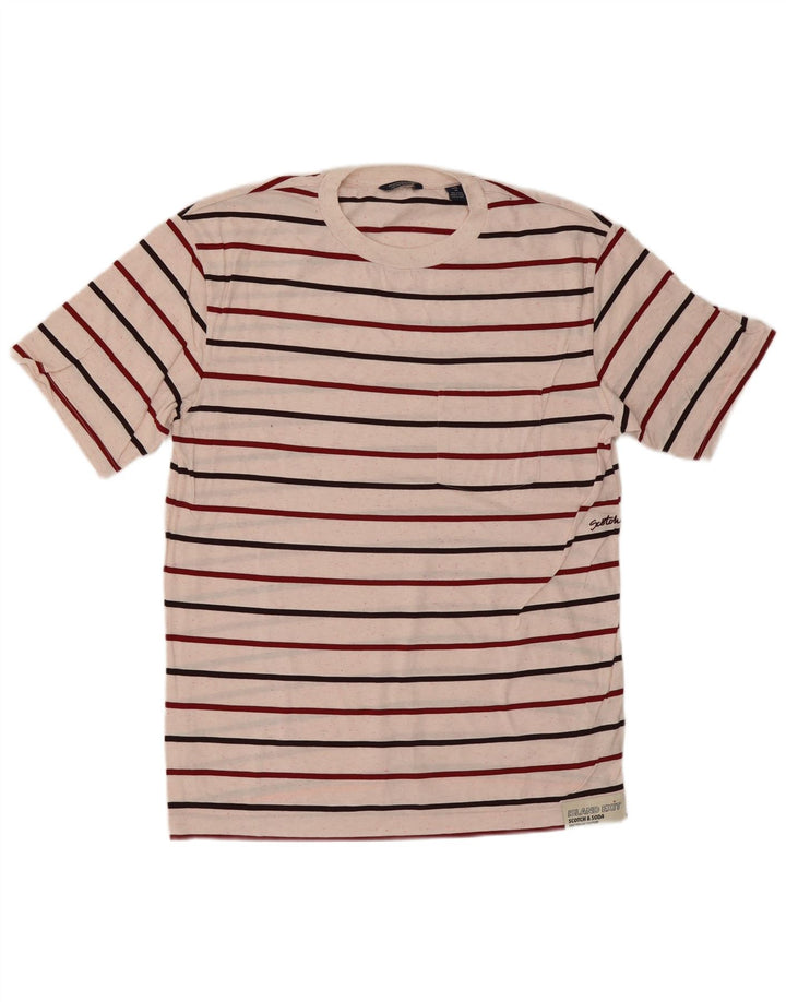 Camiseta masculina Scotch & Soda Top médio de algodão listrado branco