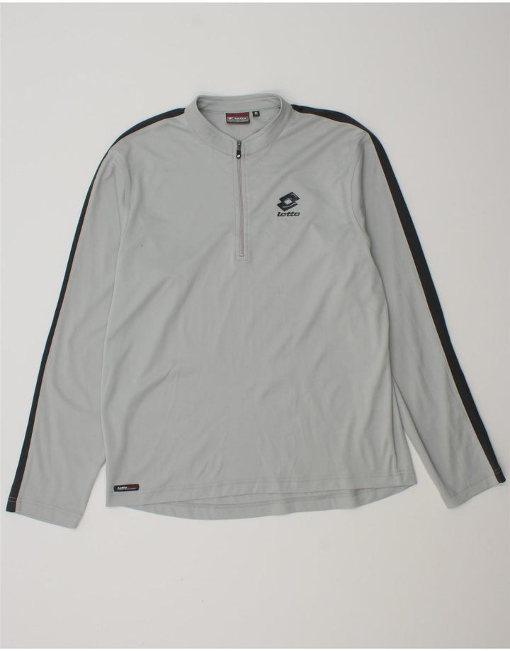 Lotto masculino pulôver com zíper e gola em bloco colorido cinza médio