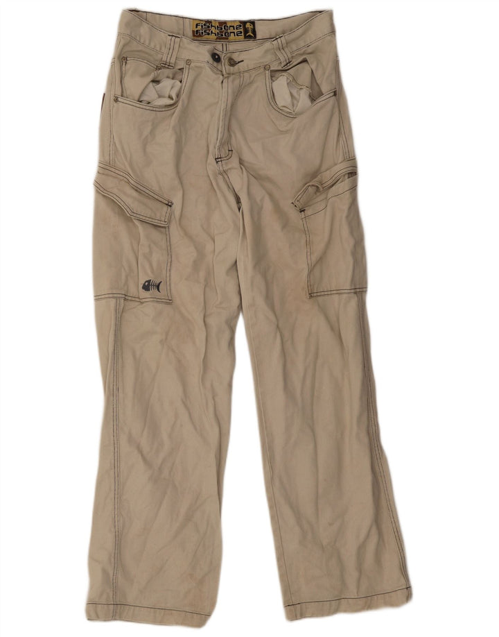 Calça cargo masculina reta Fishbone média W32 L30 bege