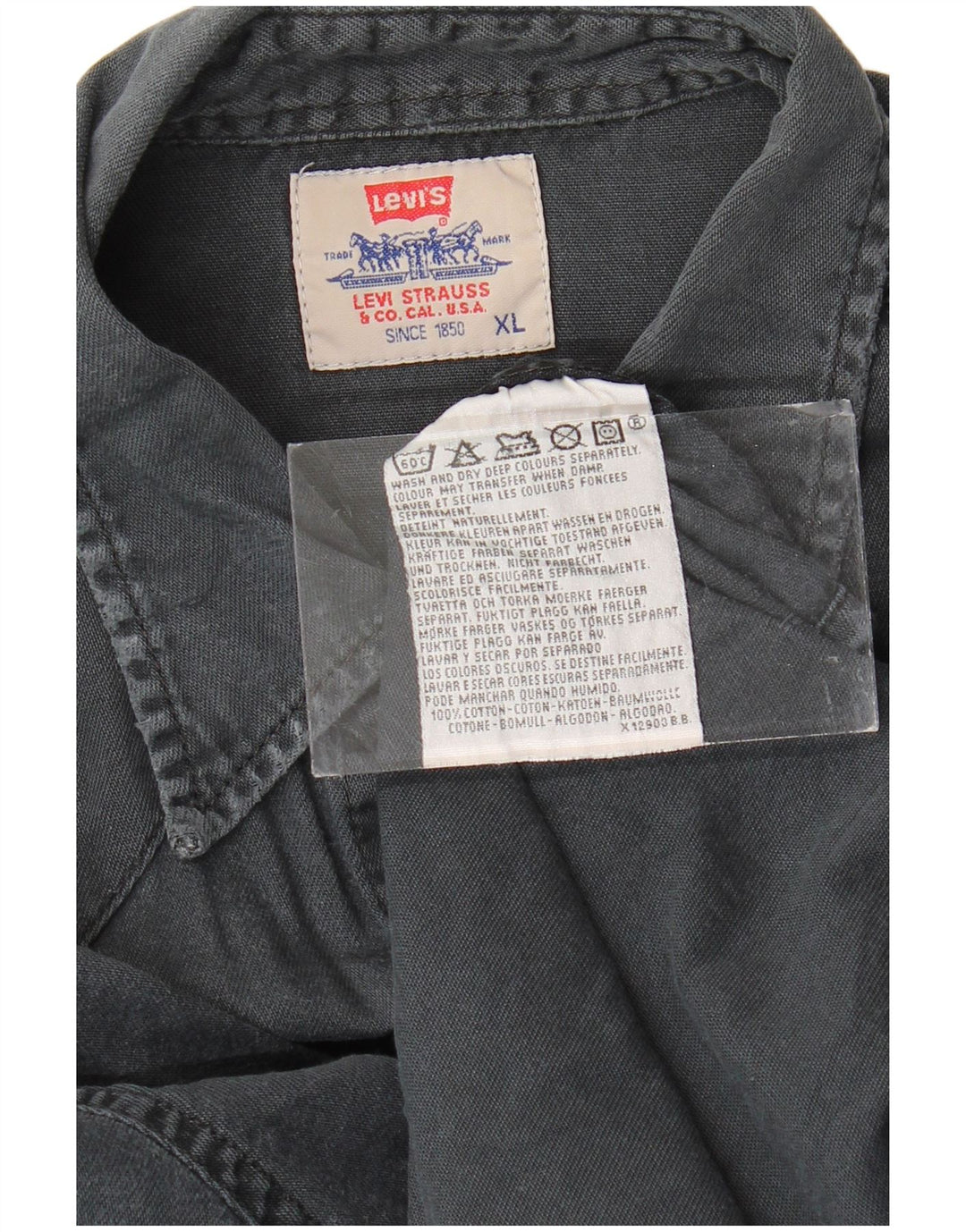 Camisa jeans masculina LEVI'S XL algodão preto