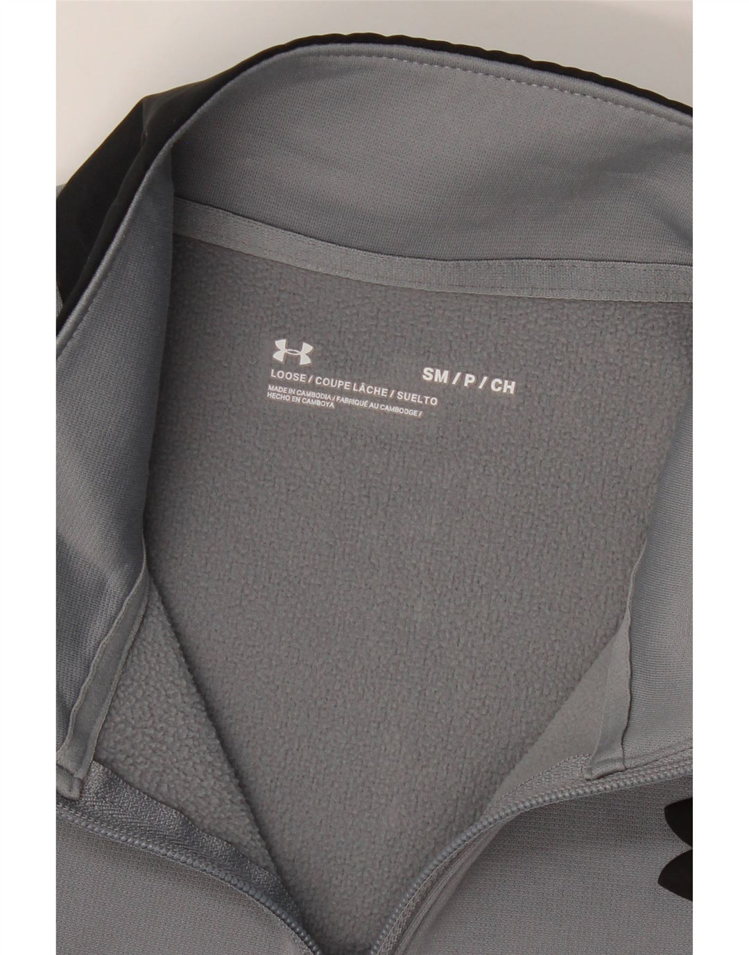 UNDER ARMOUR Mens Zip Neck Sweatshirt Jumper Small Grey Colourblock Vintage Under Armour and Second-Hand Under Armour from Messina Hembry 