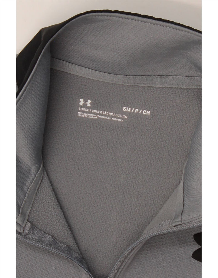 UNDER ARMOUR Mens Zip Neck Sweatshirt Jumper Small Grey Colourblock Vintage Under Armour and Second-Hand Under Armour from Messina Hembry 