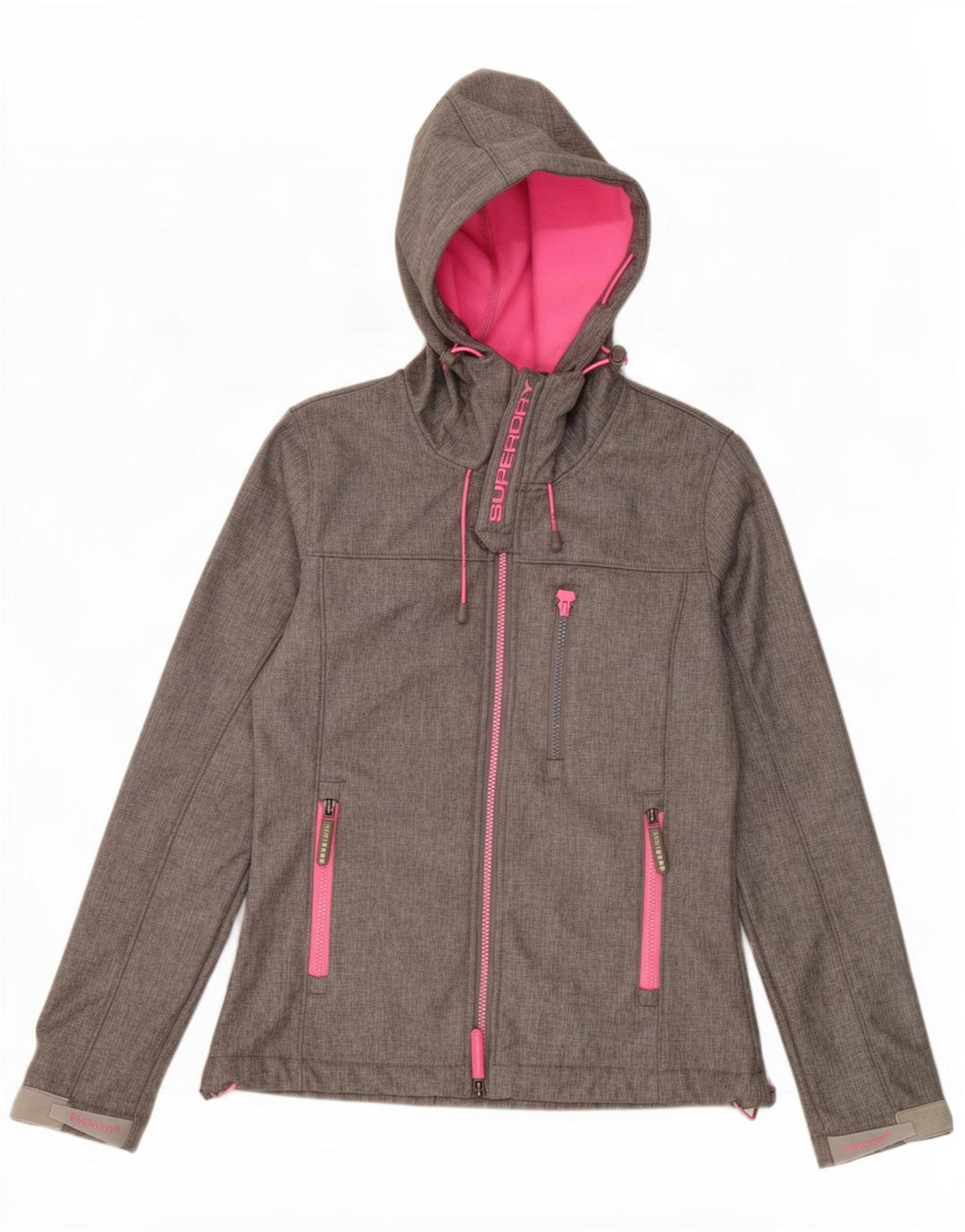 Jaqueta corta-vento feminina Superdry Windtrekker Graphic UK 10 pequena cinza