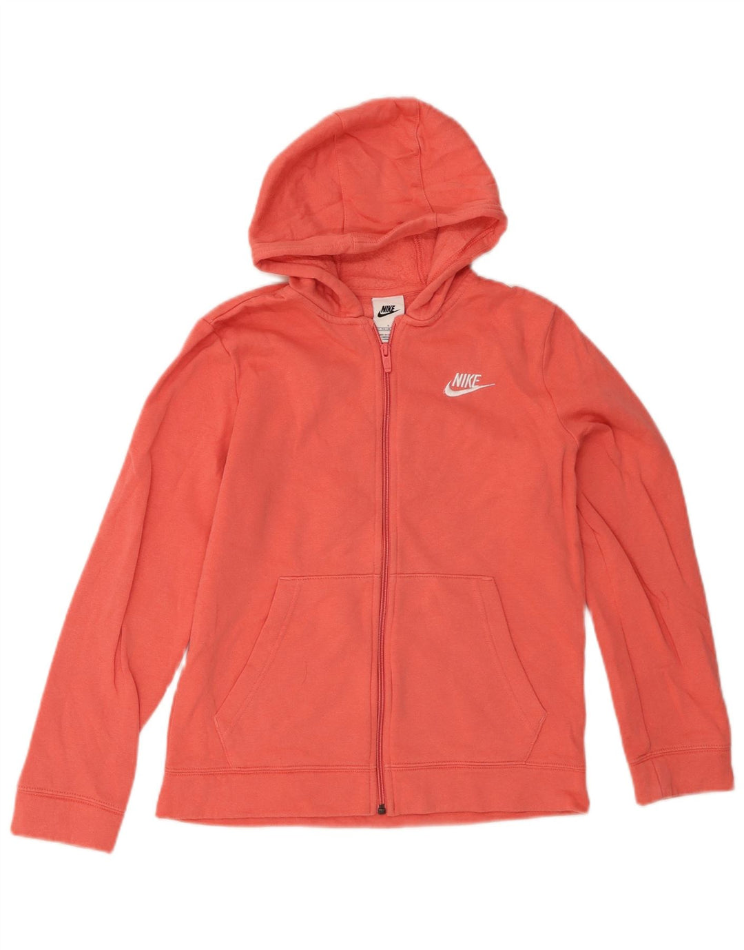 Suéter NIKE Boys Zip com capuz 12-13 anos grande algodão vermelho