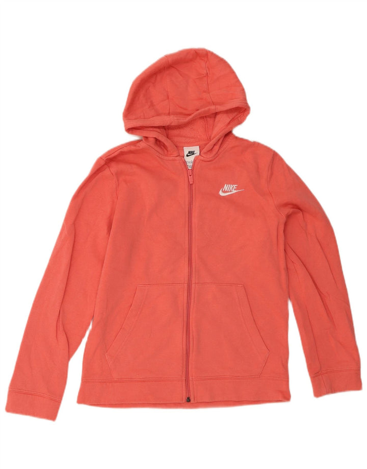 Suéter NIKE Boys Zip com capuz 12-13 anos grande algodão vermelho