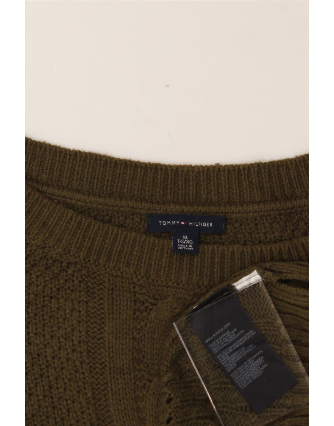 TOMMY HILFIGER Mens Boat Neck Jumper Sweater XL Green Cotton Vintage Tommy Hilfiger and Second-Hand Tommy Hilfiger from Messina Hembry 