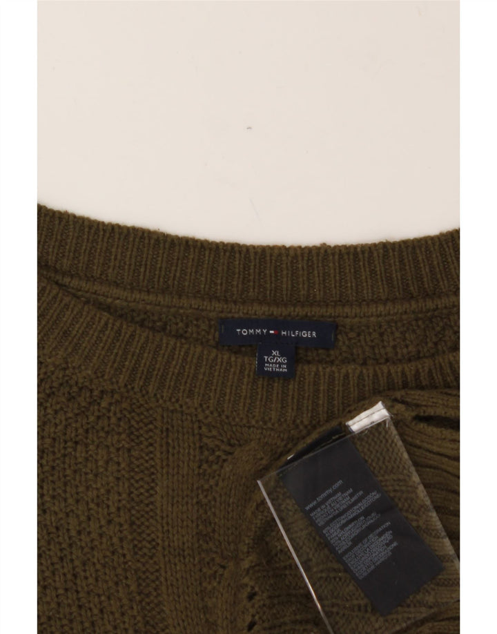 TOMMY HILFIGER Mens Boat Neck Jumper Sweater XL Green Cotton Vintage Tommy Hilfiger and Second-Hand Tommy Hilfiger from Messina Hembry 