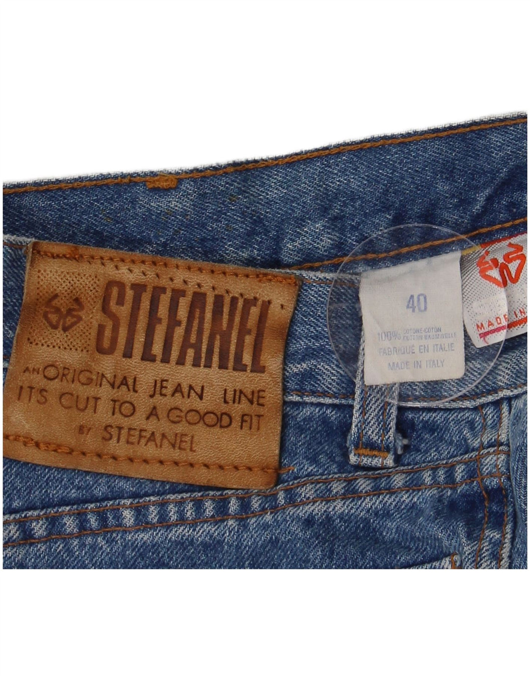 Saia jeans feminina STEFANEL IT 40 pequena W26 algodão floral azul