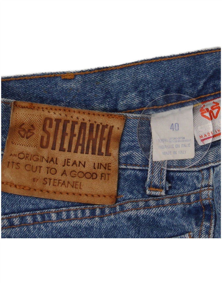 Saia jeans feminina STEFANEL IT 40 pequena W26 algodão floral azul
