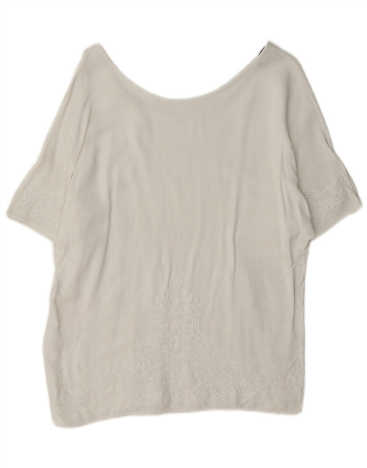 Blusa feminina Massimo Dutti UK 16 grande floral branco