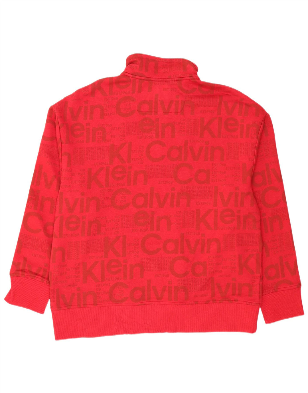Moletom masculino CALVIN KLEIN com gola e zíper, moletom médio de algodão vermelho