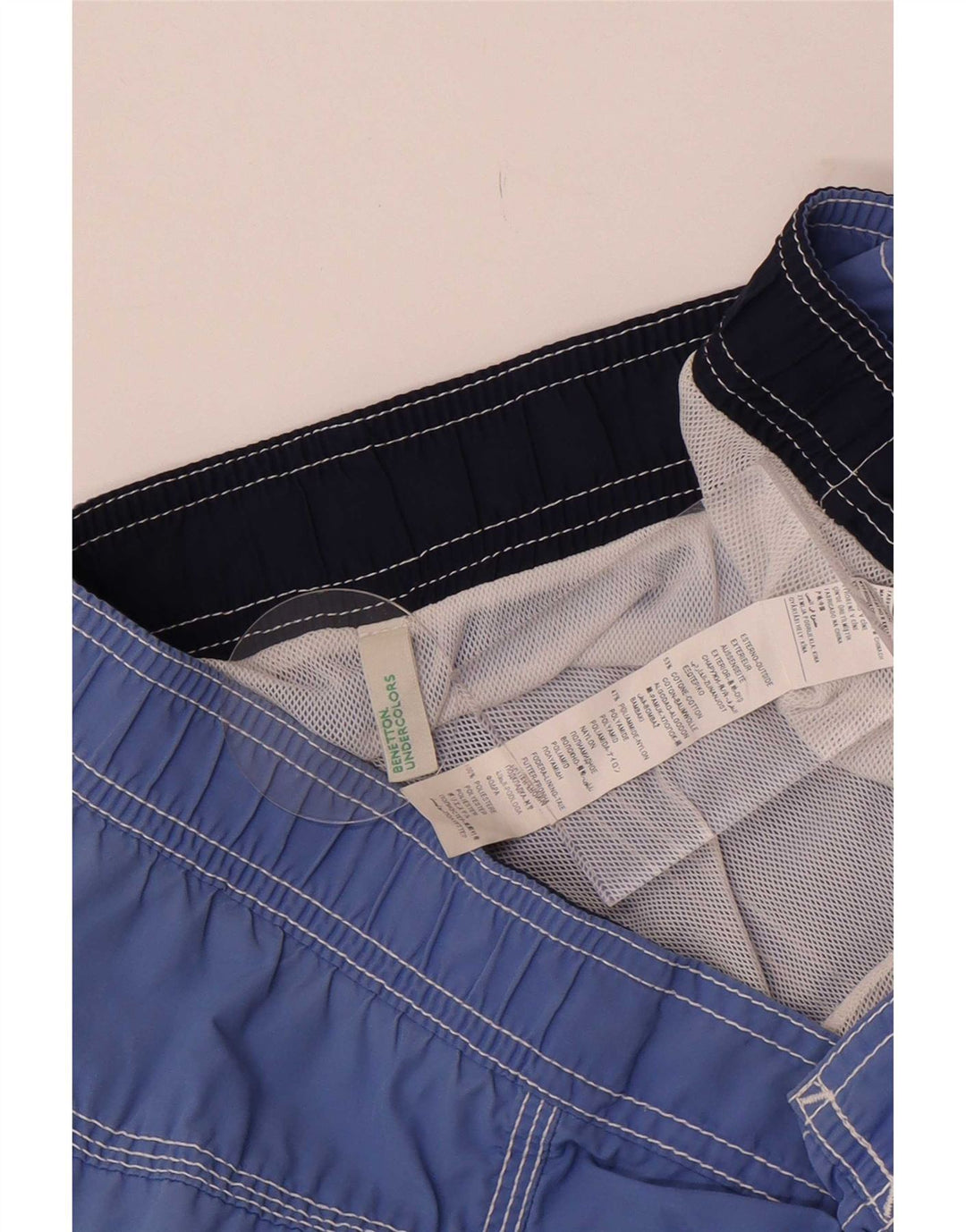 Benetton Shorts de banho masculino pequeno azul algodão