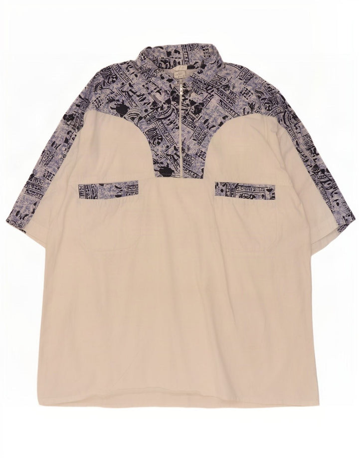 Pulôver vintage masculino com padrão abstrato tamanho 43/44 XL branco