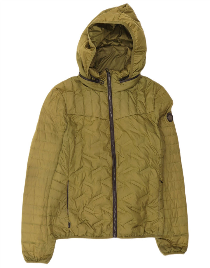 Jaqueta acolchoada com capuz masculina Superdry UK 14 poliéster verde grande