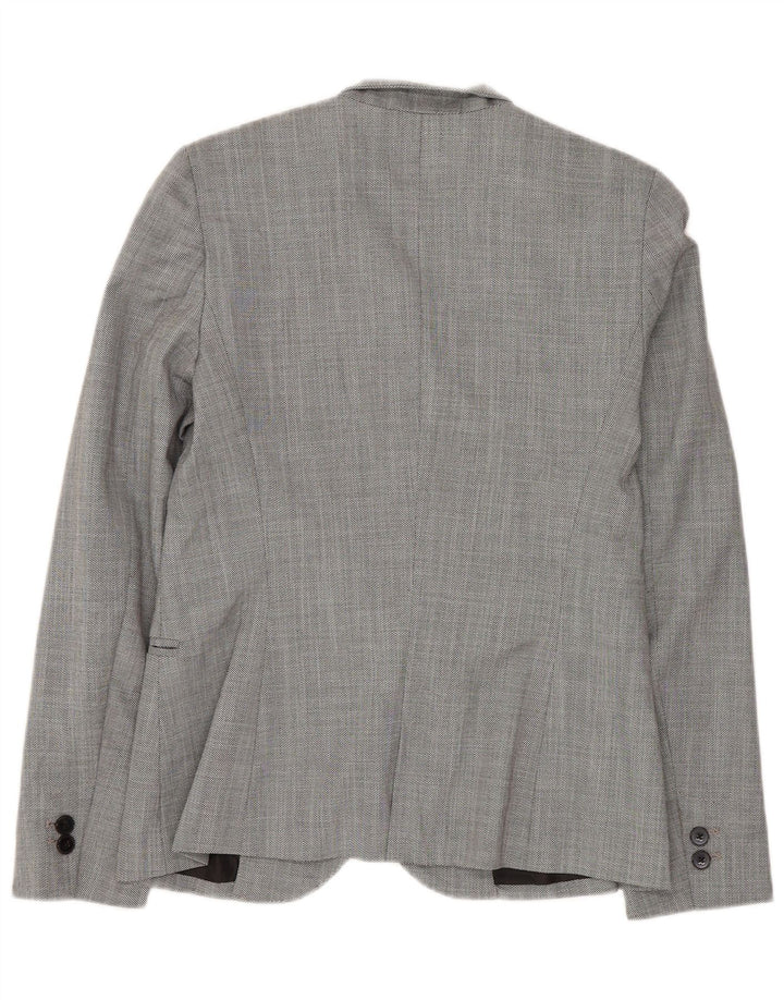 Jaqueta blazer feminina ZARA com 1 botão EU 36 XS cinza poliéster