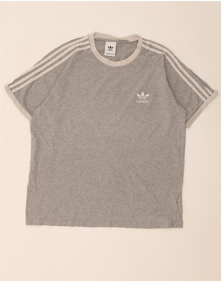 Camiseta masculina Adidas grande algodão colorblock cinza