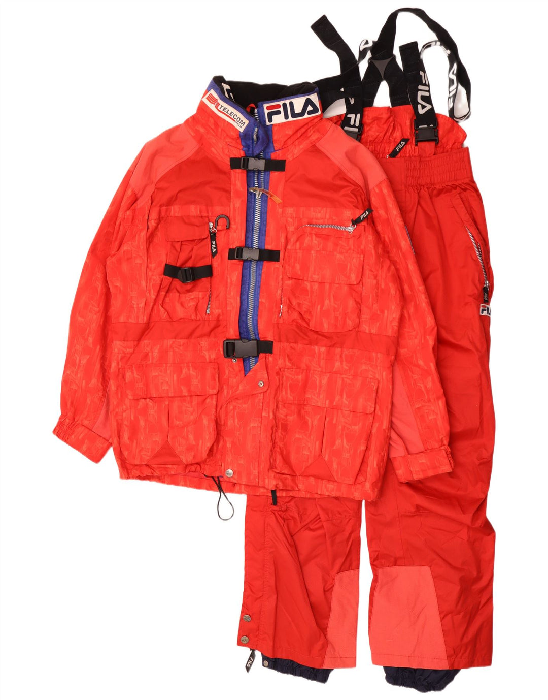 Conjunto de 2 peças Fila Mens Graphic Ski IT 48 Médio W30 L29 Vermelho Colorblock