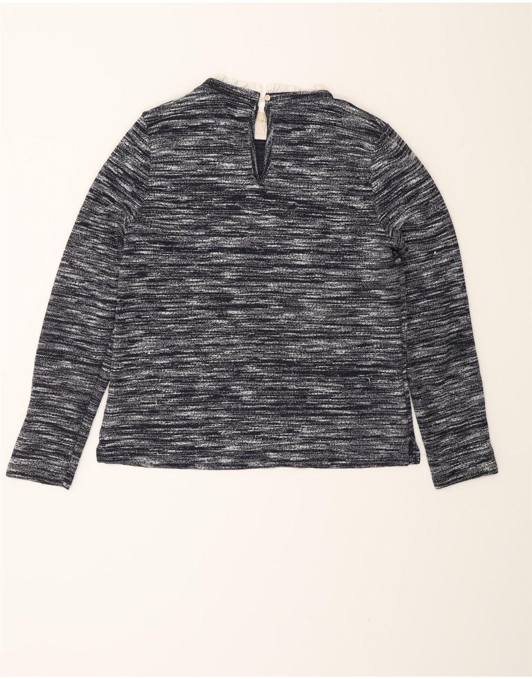Top feminino Oasis de manga comprida UK 12 médio azul marinho manchado