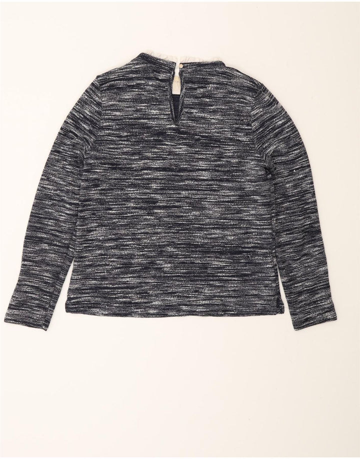 Top feminino Oasis de manga comprida UK 12 médio azul marinho manchado