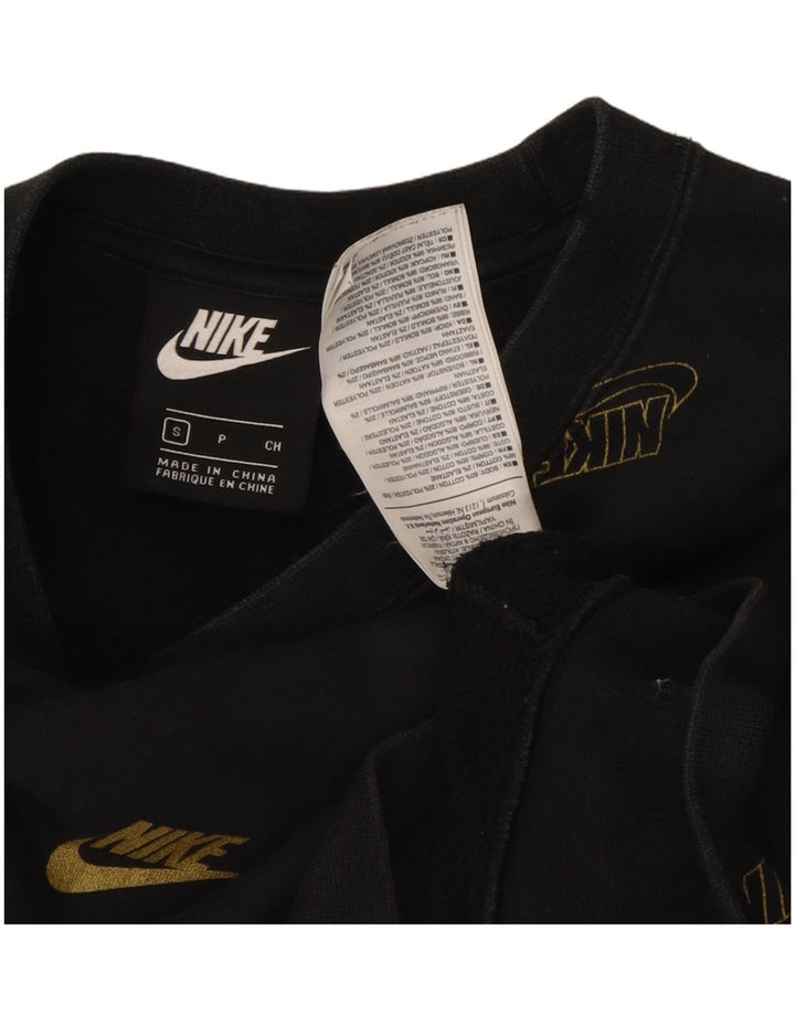 Nike feminino gráfico oversized moletom jumper reino unido 10 pequeno algodão preto