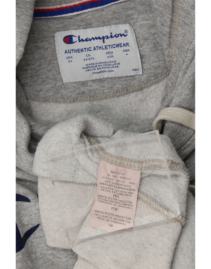 CHAMPION Womens Graphic Hoodie Jumper UK 20 2XL Grey Cotton Vintage Champion and Second-Hand Champion from Messina Hembry 