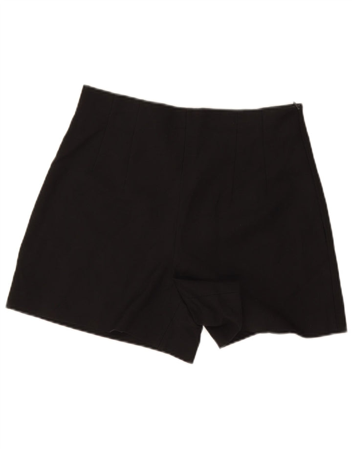 Zara Shorts feminino cintura alta casual médio W30 poliéster preto