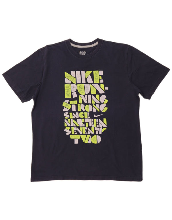 Nike Mens Standard Fit Graphic T-Shirt Top UK 46/48 XL Navy Blue Cotton
