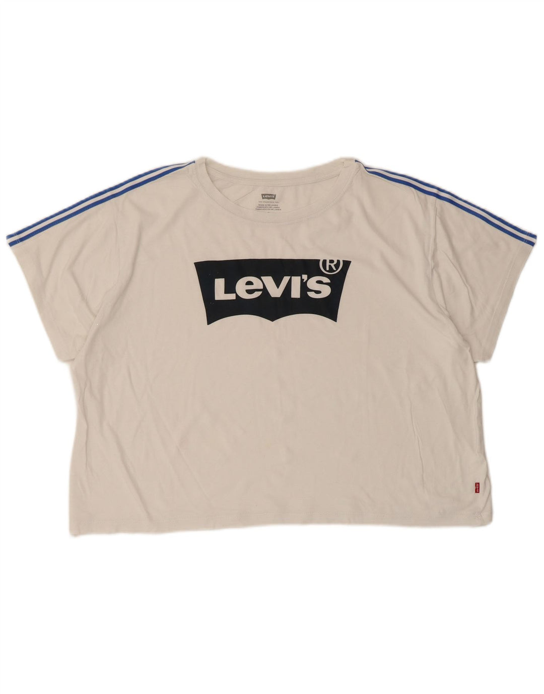 Camiseta feminina Levi's Crop Oversized Graphic UK 14 Médio Branco