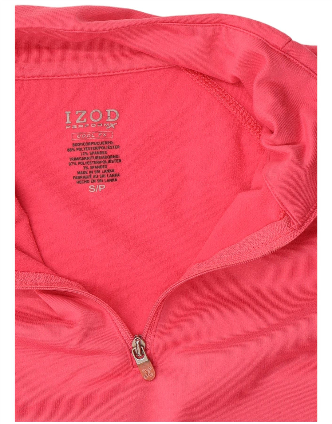 Suéter masculino IZOD com zíper e gola em poliéster rosa pequeno