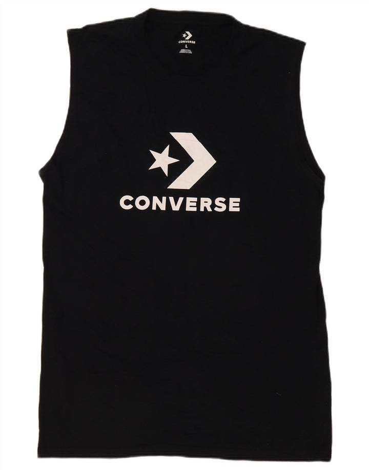 Converse Mens Graphic Vest Top Grande Algodão Preto