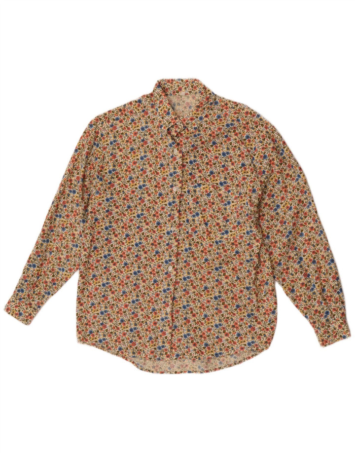 Camisa feminina vintage IT 42/44 grande algodão floral multicolorido