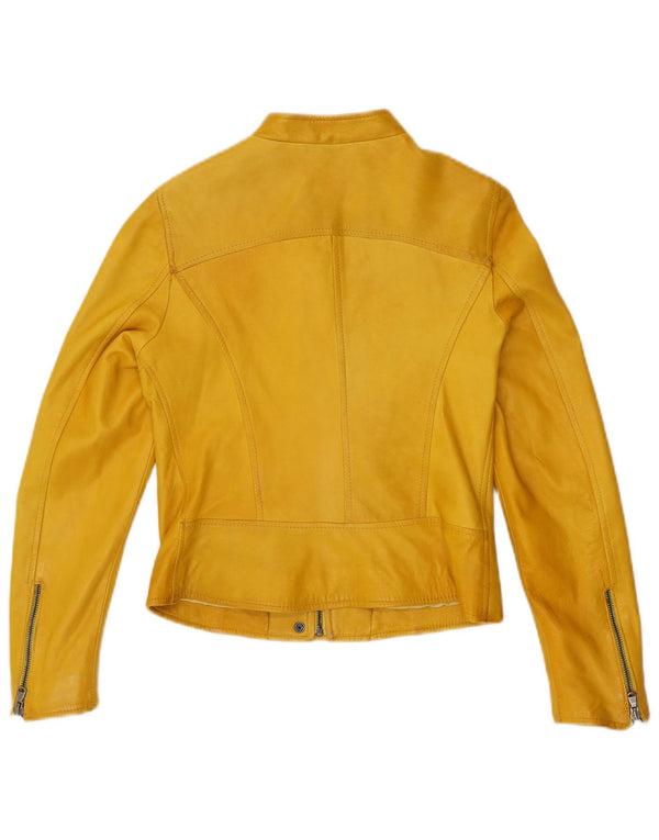 Jaqueta feminina de couro Bayside para motociclistas IT 44 couro amarelo médio