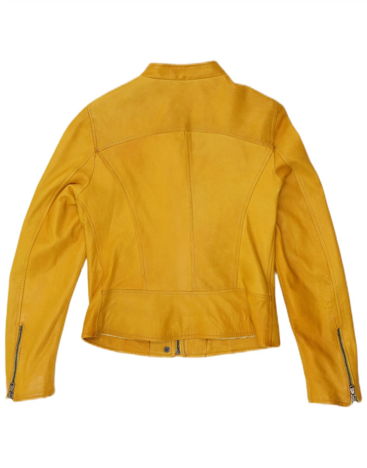 Jaqueta feminina de couro Bayside para motociclistas IT 44 couro amarelo médio